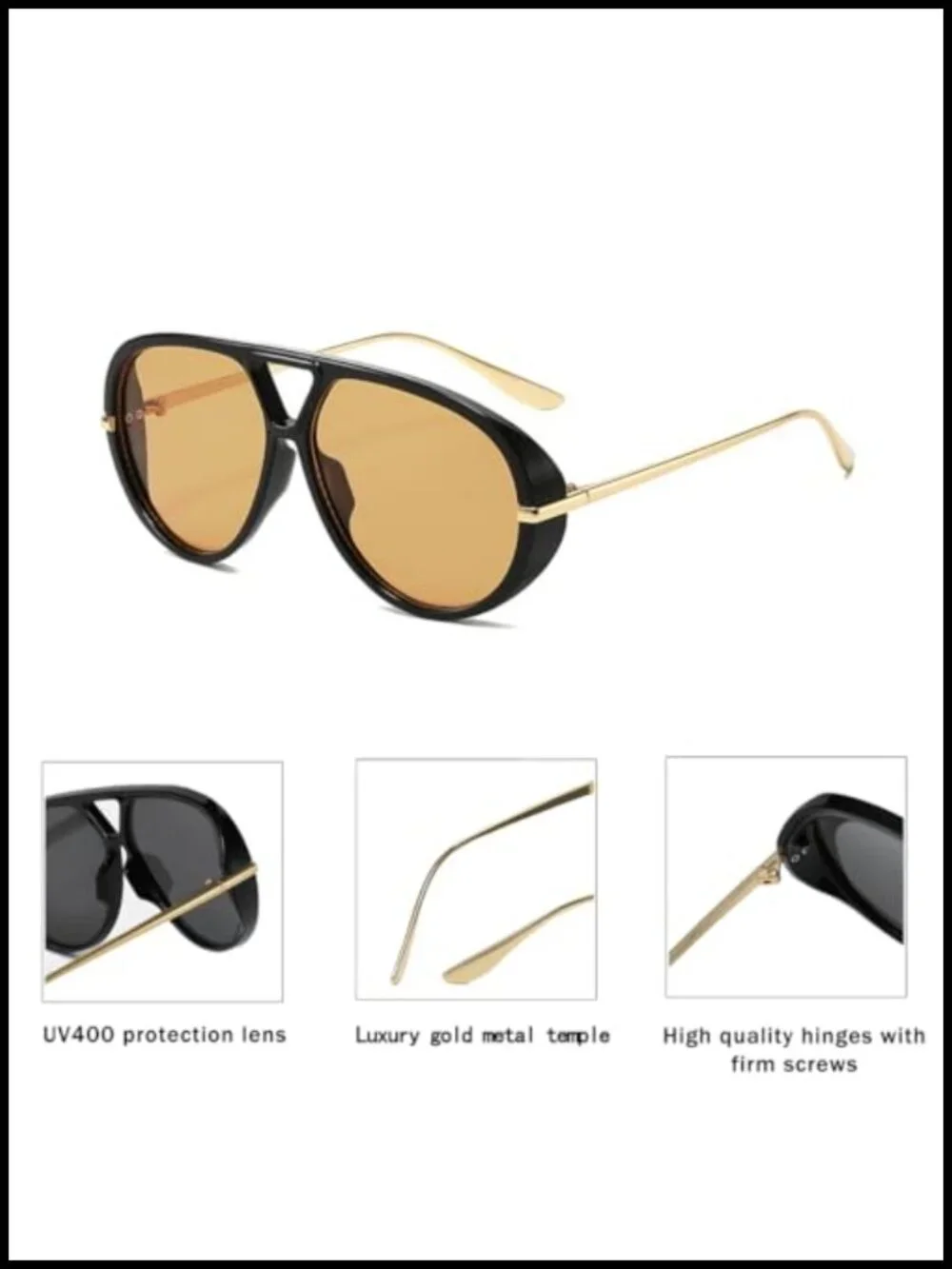 Oversized Aviator Sunglasses Women Men Vintage Retro Metal Shield UV400